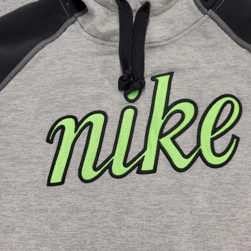 Nike Hoodie Boys Large Gray Therma‎ Fit Spellout Swoosh Long Sleeve Jacket